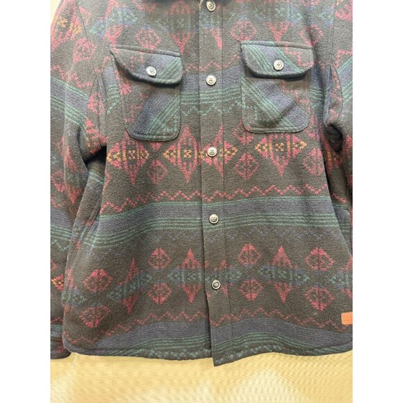 Jachs Mens Wool Sherpa Lined Flannel Shirt Jacket Long Sleeve Size L Multi Aztec - Picture 10 of 16
